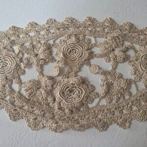 Elegant Vintage Plus Beige Handmade Crocheted Hair Accessory/Doily